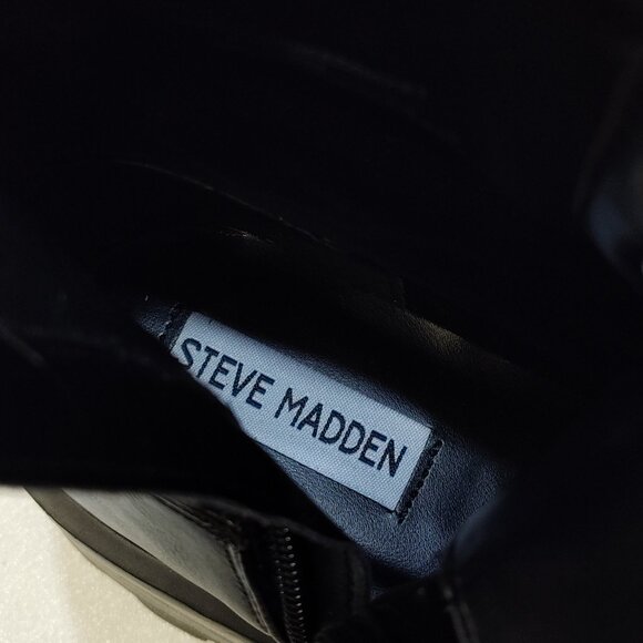 Steve Madden Maddox Platform Block Moto Combat Boot Size 8M Lace-Up Side Zipper - Picture 7 of 8